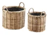 Kobolo Pflanzkorb im 2er Set rund aus Rattan mit Folie und Produktbild-Vorschau 1