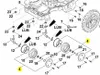 Exploded diagram of lawnmower parts, showing wheels, axles, and lubrication points. Produktbild-Vorschau