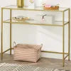 Gold Konsolentisch - Modern 2 Regale aus gehärtetem Glas Produktbild-Vorschau 2