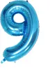Ballon en plastique nombre 9, environ 100 cm, bleu Voir les images du produit 1