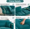 A collage of images showcasing the features of a teal sofa bed. Anteprima dell’immagine prodotto