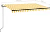 A retractable awning with yellow and white stripes, shown extended from a wall mount. Náhľad obrázku produktu