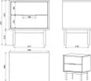 Technical drawing of a furniture piece with dimensions Produktbild-Vorschau
