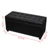 A black upholstered storage bench with dimensions indicated by measurement lines and text. Podgląd zdjęcia produktu