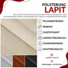 A close-up of fabric with text and icons describing its features. Produktbild-Vorschau