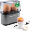 A GOURMETmaxx egg cooker with two eggs inside, and a cooked egg in an egg cup next to it. Náhled obrázku produktu