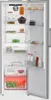 An open refrigerator showing various food items and storage compartments. Voir les images du produit