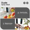A collage of images showing a kitchen faucet with different spray modes, washing fruits and filling a glass. Anteprima dell’immagine prodotto