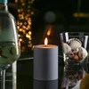 LED Stumpenkerze MIA - Kunststoff - realistische 3D Flamme - H: 10cm - outdoor - grau Produktbild-Vorschau