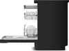 Side view of a black dishwasher with its racks extended and filled with dishes. Náhľad obrázku produktu