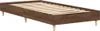 A brown wooden bed frame with wooden slats, shown from a diagonal angle on a white background. Produktbild-Vorschau