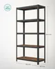 A five-tier shelving unit with a metal frame and wood-effect shelves against a light gray background. Náhled obrázku produktu