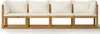 A four-seater outdoor sofa with cream cushions on a wooden frame, presented against a white background. Produktbild-Vorschau