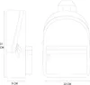 Diagrams showing the dimensions of a backpack. Náhled obrázku produktu