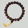 Armband Rudraksha Perlen dunkelbraun mit Toddel orange Mala Produktbild-Vorschau 3