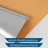 A close-up of a roller blind with text overlays indicating features. Produktbild-Vorschau