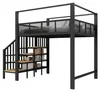 Metall-Hochbett 140 x 200 cm mit Baldachin, Stauraumtreppe, Produktbild-Vorschau 9