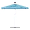 The Living Store Sonnenschirm mit Stahlmast Blau Produktbild-Vorschau 4
