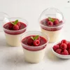 Dessertbecher 50er Set 270 ml - transparent aus PET mit Deckel und Kuppel Náhľad obrázku produktu