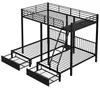 Hochwertiges Dreier-Etagenbett Metall 140x200 & 90x200 cm Produktbild-Vorschau 9