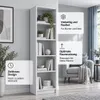 Modernes Bücherregal 50x31x183 cm – Hellgrau – 5 Ablagen – Produktbild-Vorschau 5
