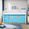 Homestyle4u podkrovná posteľ 90x200 záclona modrá detská Náhľad obrázku produktu 1