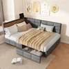 Polsterbett 140x200cm mit RGB LED und USB-C Ladestation, Produktbild-Vorschau 1