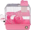 A pink and gray hamster cage with accessories, set against a white background. Náhľad obrázku produktu