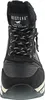 A front view of a black boot with white laces and a white sole. Anteprima dell’immagine prodotto