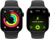 Two smartwatch screens are shown side-by-side. The left screen displays activity rings, and the right screen shows a workout in progress. Náhľad obrázku produktu