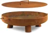 A rusty fire pit with a lid, shown on a white background. Produktbild-Vorschau