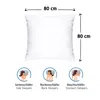 A white pillow with dimensions indicated, and three illustrations showing different sleeping positions. Produktbild-Vorschau