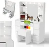 Juskys Schminktisch Malia und Hocker Melly mit LED, 7 Produktbild-Vorschau 1