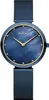 A close-up studio shot of a blue Bering watch with a gold bezel and a mother-of-pearl dial. Produktbild-Vorschau