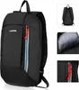 A black backpack is shown from the front, with additional smaller images showing the back, the interior, and a close-up of the zipper. Produktbild-Vorschau