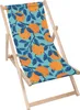 A folding deck chair with a tropical orange pattern on a white background. Produktbild-Vorschau