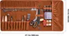 A leatherworking tool kit laid out flat inside its storage case. Náhled obrázku produktu