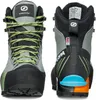 Ribelle Lite HD Wmn Mountain Elite Schuhe von Scarpa; graue Bergschuhe mit grünen Schnürsenkeln und farbigen Akzenten. Produktbild-Vorschau