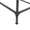Close-up of the corner of a black metal shelving unit, showing the joint where the legs meet the frame. Podgląd zdjęcia produktu