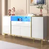 Buffet à 4 portes avec éclairage LED, 1 tiroir, blanc Voir les images du produit 8