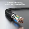 A close-up, cutaway view of a braided network cable, showing its internal wires. Produktbild-Vorschau