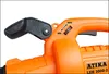A close-up view of the handle and speed control of an orange leaf blower. Produktbild-Vorschau