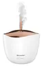 A white ultrasonic aroma diffuser with a copper-colored top is emitting a stream of vapor. Produktbild-Vorschau