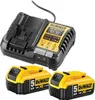 A DeWALT battery charger and two batteries are shown against a white background. Náhled obrázku produktu