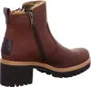 A side view of a brown leather boot with a zipper and fur lining. Produktbild-Vorschau