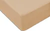 A close-up view of a tan fitted sheet, showing its texture and corner. Náhled obrázku produktu