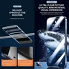 A split image showing a phone screen protector on the left and a smartphone with a shark graphic on the right. Produktbild-Vorschau
