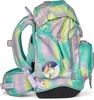 A side view of a colorful backpack with a unicorn patch. Podgląd zdjęcia produktu
