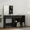 vidaXL LED-make-up tafel met kast, zwart, houtvezel Productafbeelding-voorbeeld 2