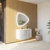 Mobile bagno sospeso 105 cm bianco lucido specchio a goccia Anteprima dell’immagine prodotto 2